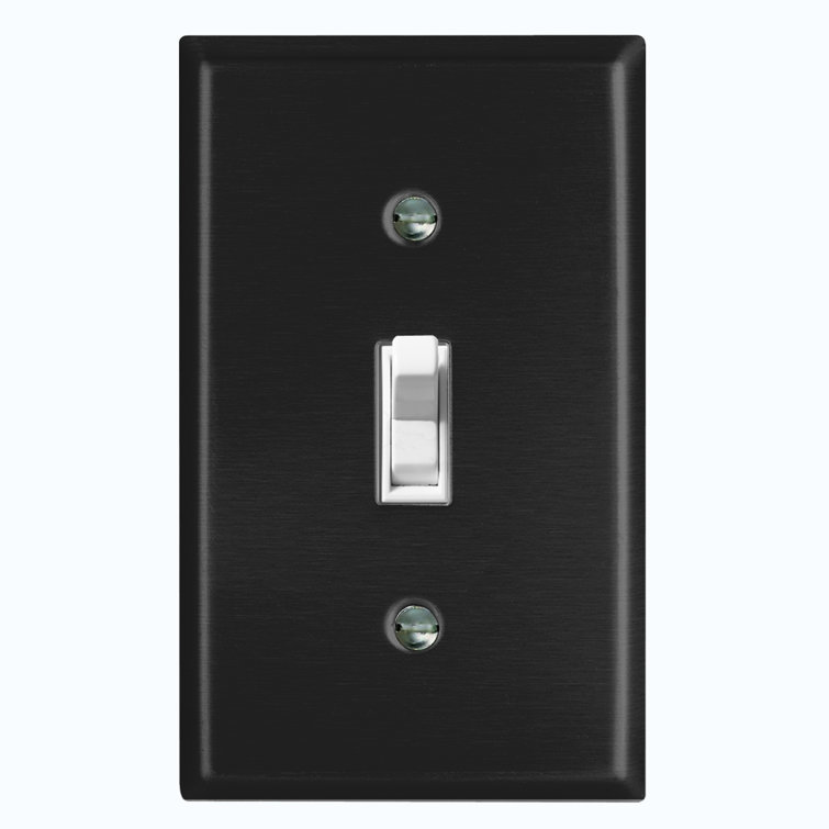 WorldAcc Metal Light Switch Plate Outlet Cover (Plain Charcoal Black